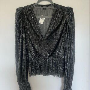 Sabina Musayev Metallic Black Blouse